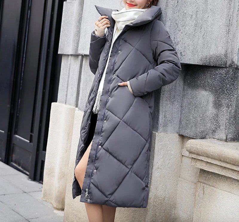 Women’s fleece jackets for cozy warmth -Womens High Collar Long Puffy Coat