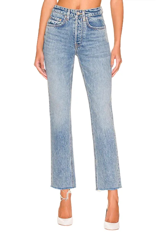 Women’s pleated trousers for classic elegance -Karolina High Rise Straight Crop Jeans In La Playa