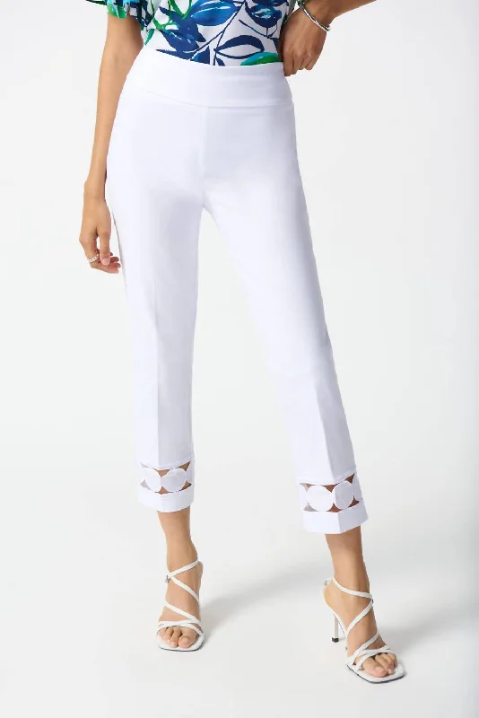 Women’s palazzo pants for flowy fit -Millenium Cropped Pull On Pants In White