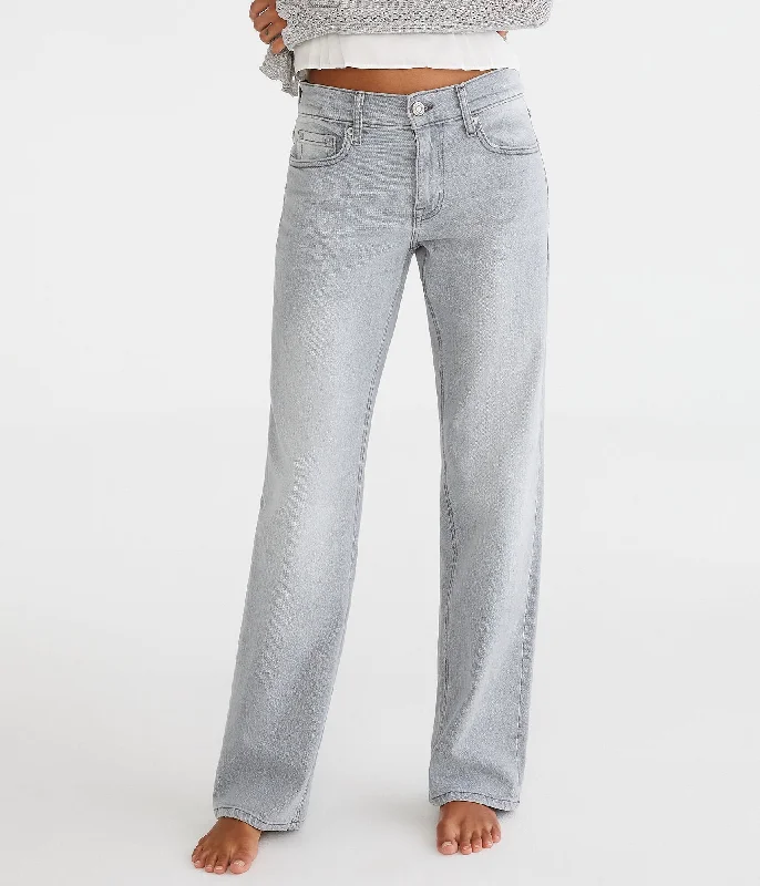 Women’s stretch pants for all-day comfort -Aeropostale Low-Rise Baggy Jean