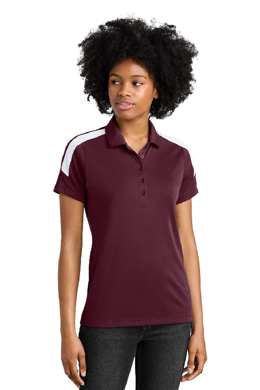 Women’s high-low tops for trendy silhouette -Sport-Tek Womens Moisture Wicking Competitor United Short Sleeve Polo Shirt - Maroon/White - New