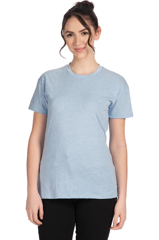 Women’s polo tops for preppy style -Next Level Womens Relaxed CVC Short Sleeve Crewneck T-Shirt - Heather Columbia Blue