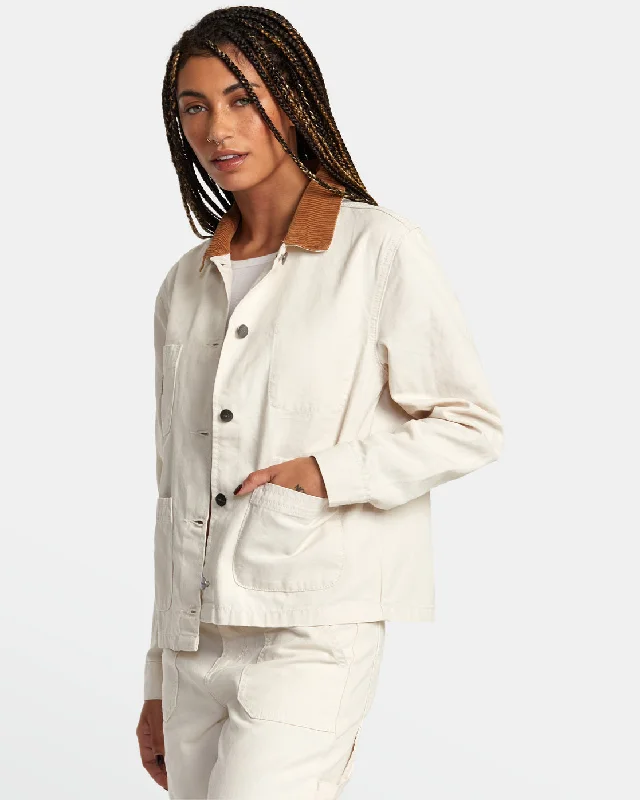 Women’s oversized jackets for relaxed fit -Dayshift Chore Coat - Latte