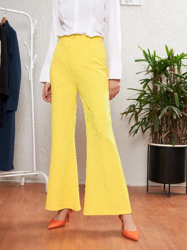 Women’s chino pants for casual comfort -Women Yellow Bell Bottom Pants