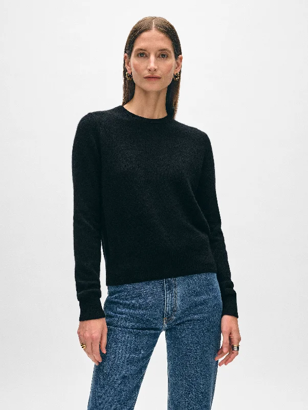 Women’s cotton tops for breathable comfort -Cashmere Shrunken Crewneck