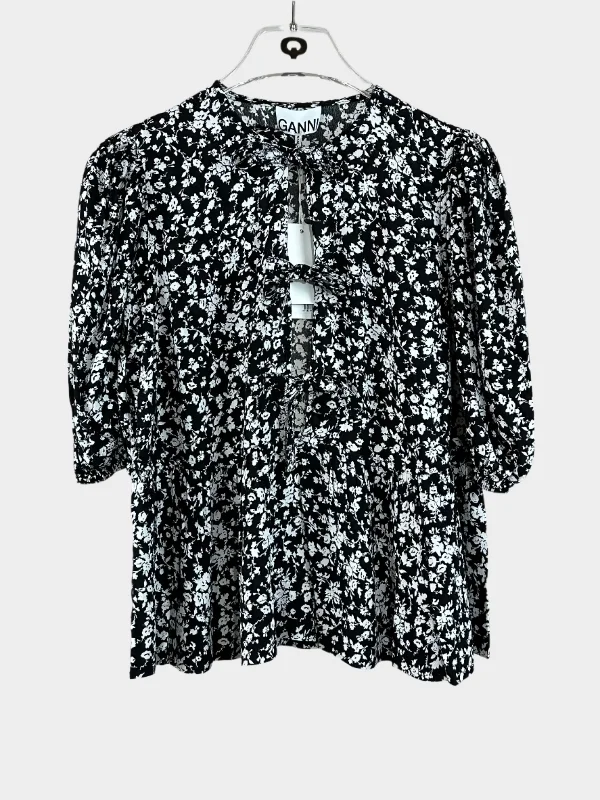 Women’s fitted tops for sleek silhouette -Responsible Ganni Floral Blouse