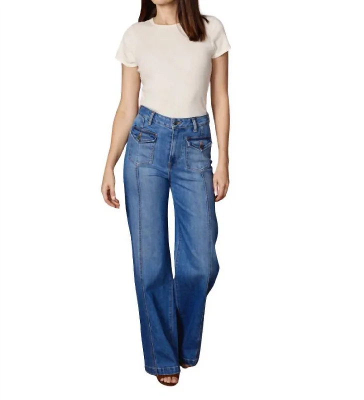 Women’s fleece pants for cold-weather comfort -Manhattan Wide Leg Jean In Bennet