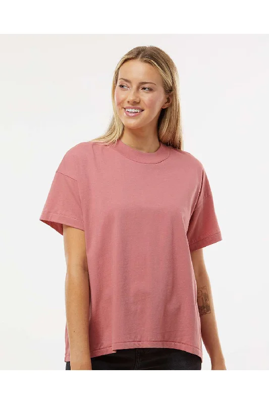 Women’s polo tops for preppy style -LAT Womens Hi-Lo Short Sleeve Crewneck T-Shirt - Mauvelous Pink