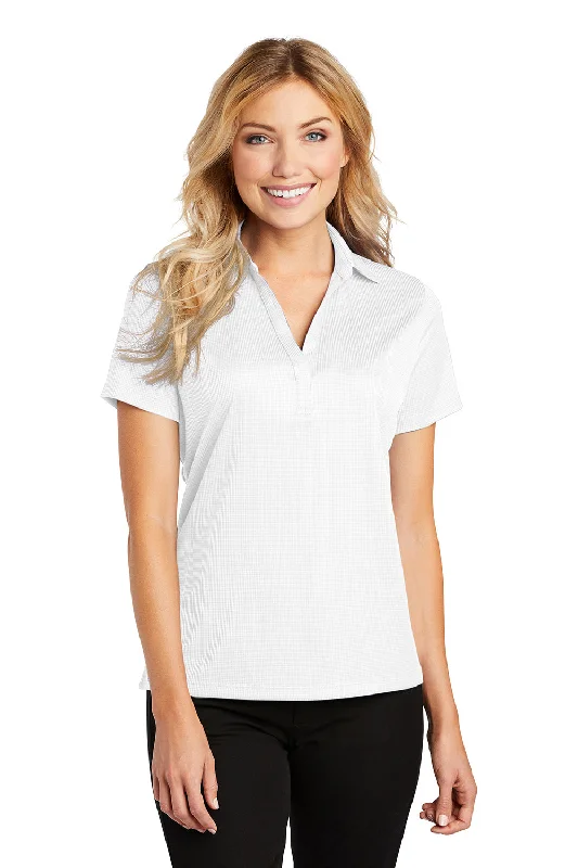 Women’s bell sleeve tops for vintage charm -Port Authority Womens Performance Moisture Wicking Short Sleeve Polo Shirt - White