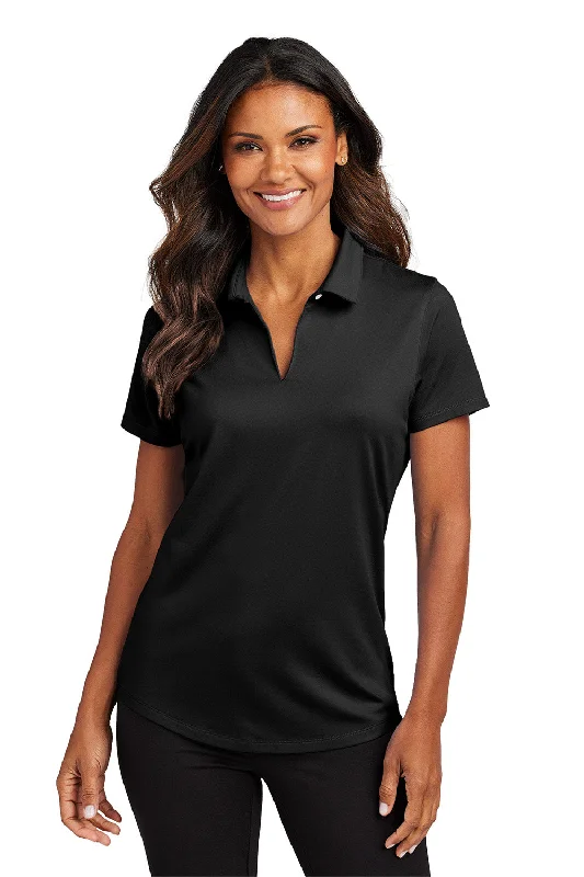 Women’s v-neck tops for flattering fit -Port Authority Womens City Easy Care Moisture Wicking Short Sleeve Polo Shirt - Black - New