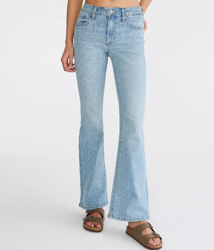 Women’s overalls pants for playful fashion -Aeropostale Flare Mid-Rise Jean