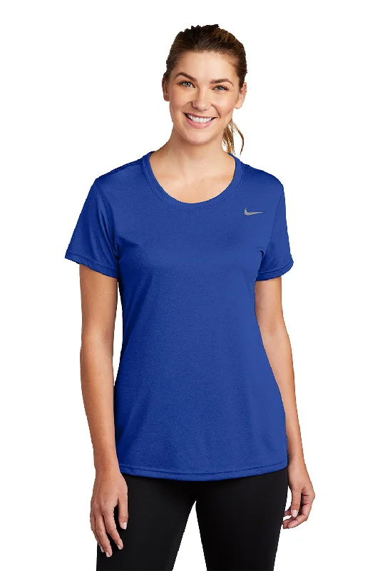 Women’s knit tops for cozy outfits -Nike Womens Team rLegend Dri-Fit Moisture Wicking Short Sleeve Crewneck T-Shirt - Game Royal Blue