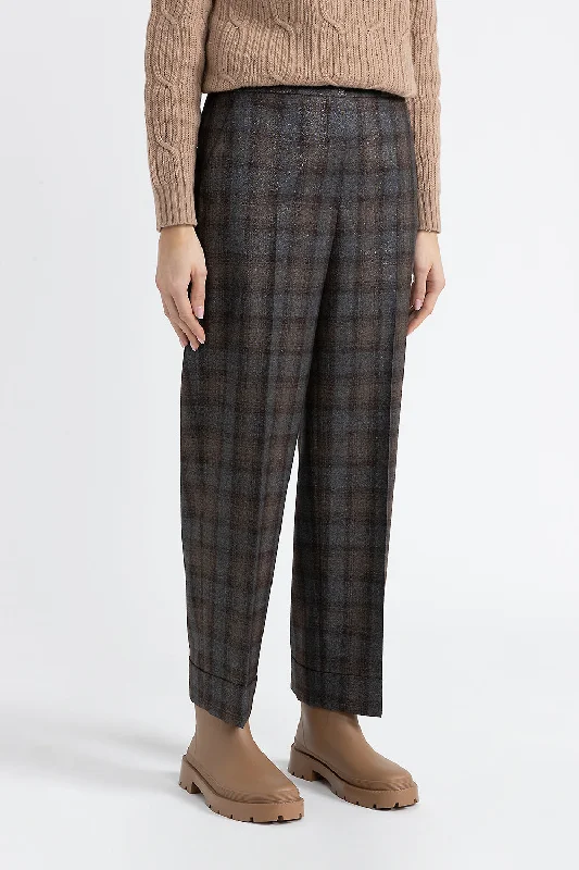 Women’s jogger pants for casual chic -Patterned wool carrot trousers