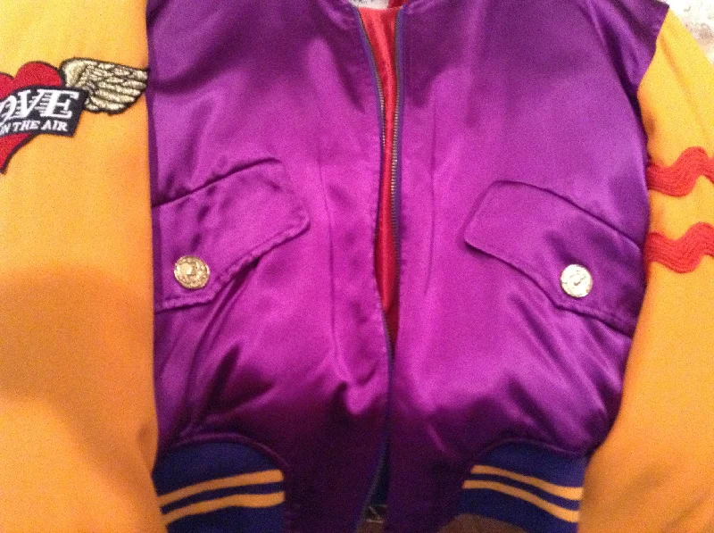 Women’s warm padded jackets for cold season -Cheap and Chic by Moschino - Vintage Purple & Yellow Bomber Jacket - IT 42