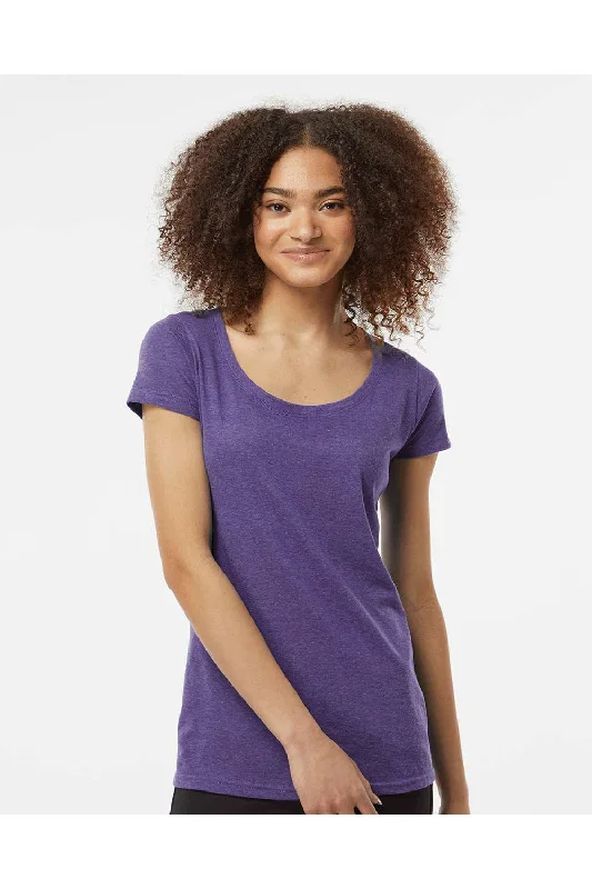 Women’s tank tops for layering in summer -Tultex Womens Poly-Rich Short Sleeve Scoop Neck T-Shirt - Heather Purple - Closeout