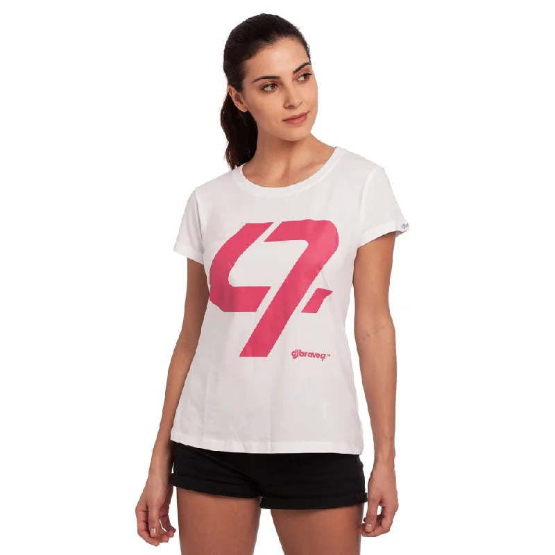 Women’s embroidered tops for detailed elegance -djbravo47 Women's White- 47 Pink logo T-shirt