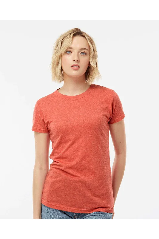 Women’s tunic tops for casual comfort -Tultex Womens Poly-Rich Short Sleeve Crewneck T-Shirt - Heather Orange