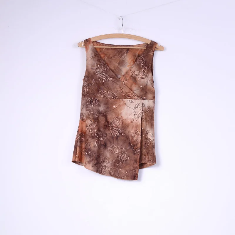 Women’s sweater tops for cozy fall looks -Lorsay Womens L Top V Neck Tie Dye Peach Sleeveless