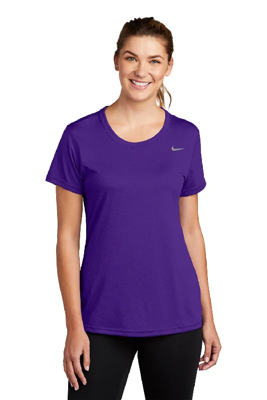 Women’s tank tops for layering in summer -Nike Womens Team rLegend Dri-Fit Moisture Wicking Short Sleeve Crewneck T-Shirt - Court Purple