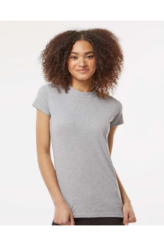 Women’s mesh sleeve tops for modern look -Tultex Womens Fine Jersey Slim Fit Short Sleeve Crewneck T-Shirt - Heather Grey