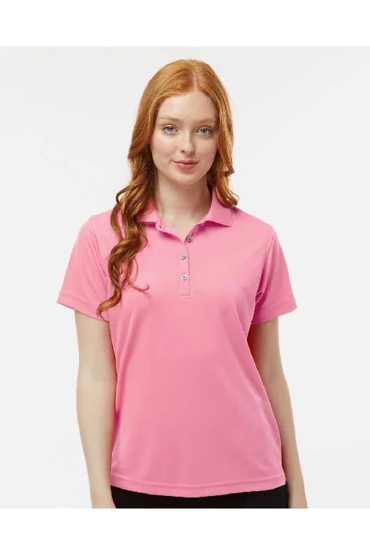 Women’s henley tops for casual chic -Paragon Womens Saratoga Performance Moisture Wicking Mini Mesh Short Sleeve Polo Shirt - Charity Pink