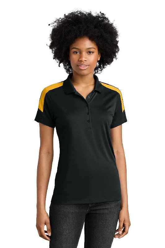 Women’s button-up shirts for chic style -Sport-Tek Womens Moisture Wicking Competitor United Short Sleeve Polo Shirt - Black/Gold - New