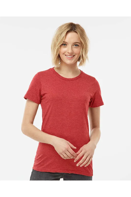 Women’s tie-front tops for added detail -Tultex Womens Premium Short Sleeve Crewneck T-Shirt - Heather Red