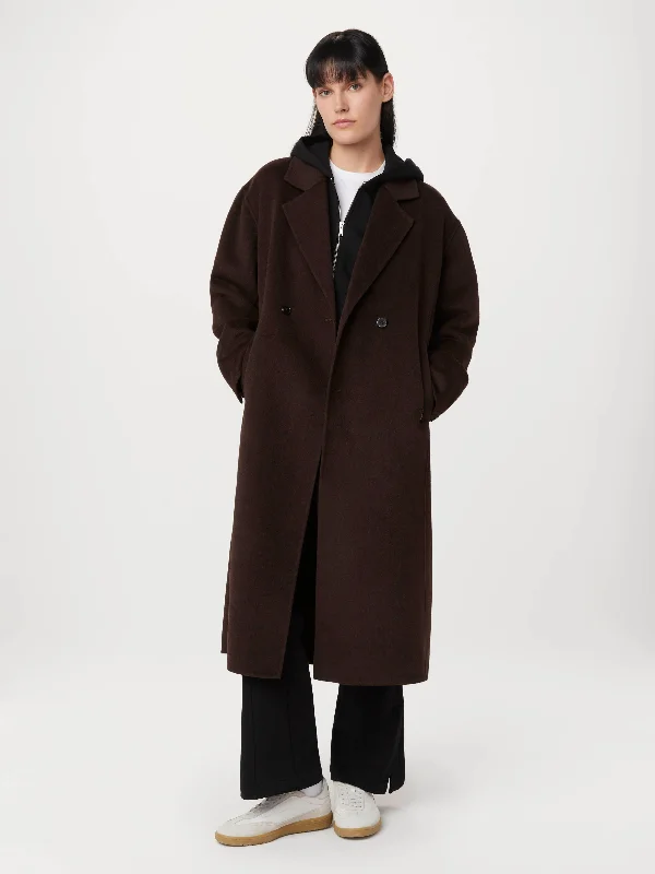 Women’s cargo jackets for utilitarian style -The Margaret Recycled Wool Topcoat in Dark Chocolate