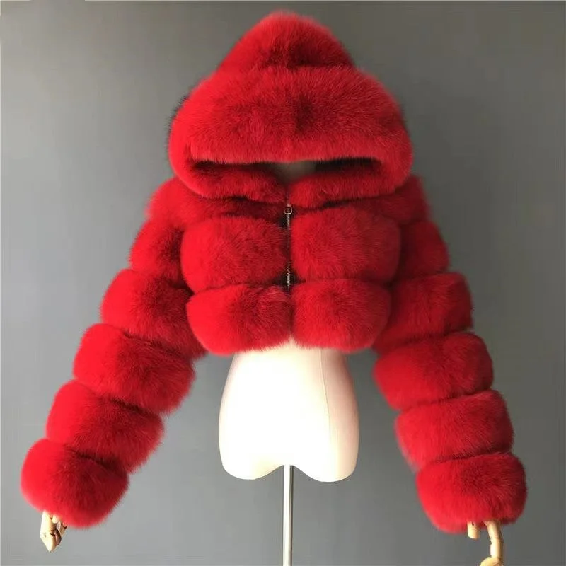 Women’s military-style jackets for bold looks -2022New Design Fox Fur Jacket Women Winter Short Real Fur Hood Coat