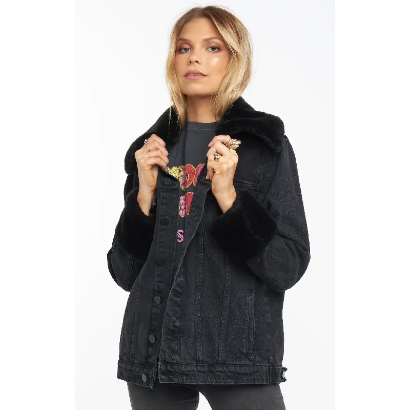 Women’s parka jackets with fur hood for extra warmth -Denver Denim Jacket