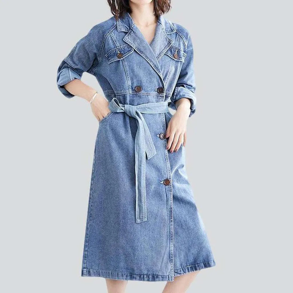 Women’s slim-fit jackets for tailored look -Oversized bleached women's denim coat