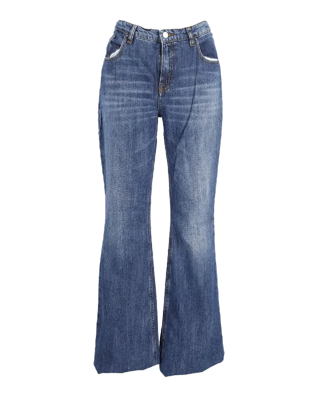 Women’s bootcut jeans for flattering look -Victoria Beckham Flared Hem Jeans in Blue Cotton Denim