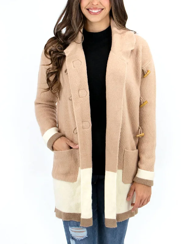 Women’s camo jackets for bold style -Bristol Sweater Coat In Camel/ivory