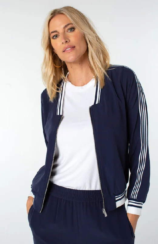 Women’s cropped jackets for stylish proportion -Zip Up V-Neck Track Jacket