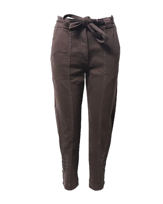 Women’s faux leather pants for edgy style -Ulla Johnson Carmen High Rise Tapered Jeans in Brown Cotton