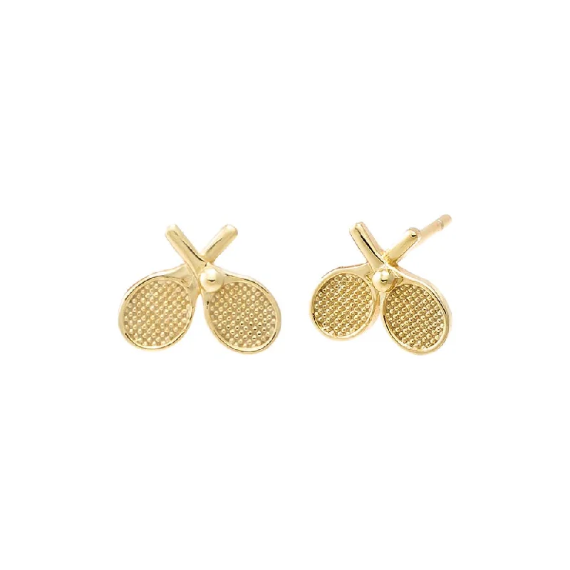 Women’s gingham dresses for fresh look -Mini Double Tennis Racket Stud Earring | 14K Gold Plated