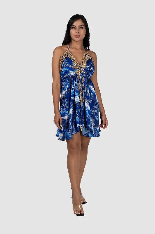 Women’s cocktail dresses for night outs -Blue Marble Short Dress