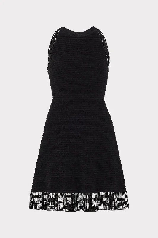 Women’s shift dresses for office-to-evening look -Crystal Trim Knit Mini Dress