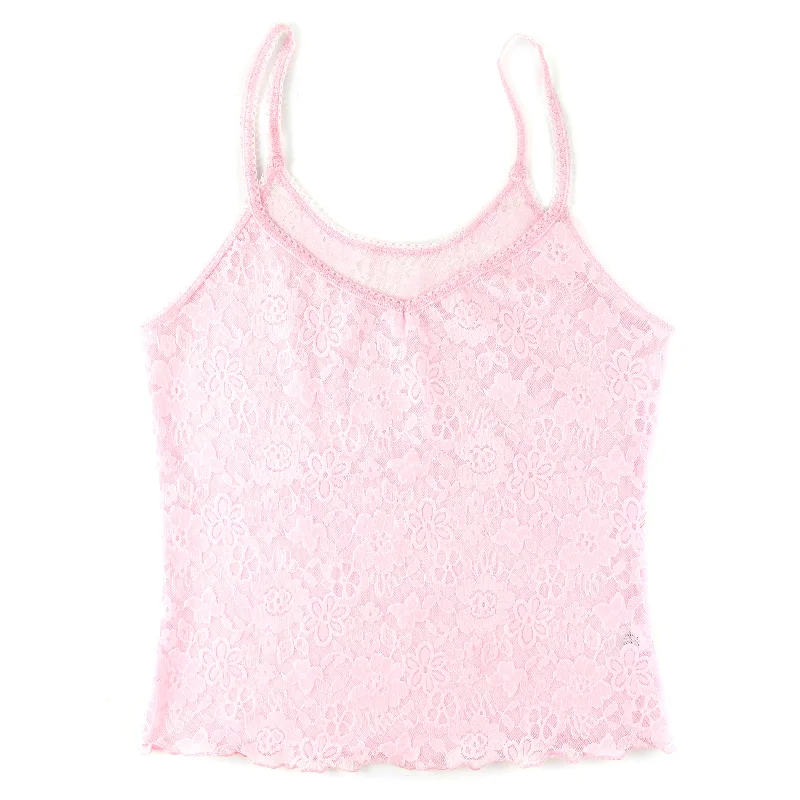 Women’s pleated tops for textured elegance -Daily Lace Strappy Camisole | Fairy Dust (Pink)