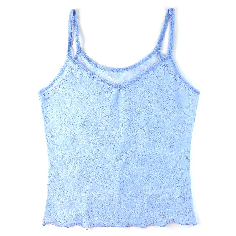 Women’s bell sleeve tops for vintage charm -Daily Lace Strappy Camisole | Fresh Air (Blue)