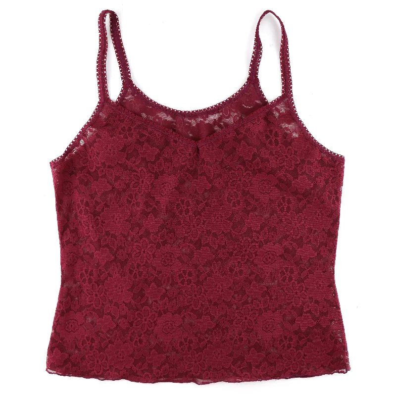 Women’s peplum blouse tops for feminine touch -Daily Lace Strappy Camisole | Lipstick Red