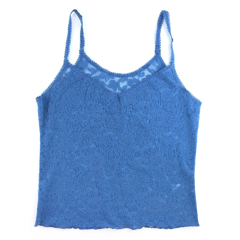 Women’s t-shirt dress tops for casual chic look -Daily Lace Strappy Camisole | Storm Cloud Blue