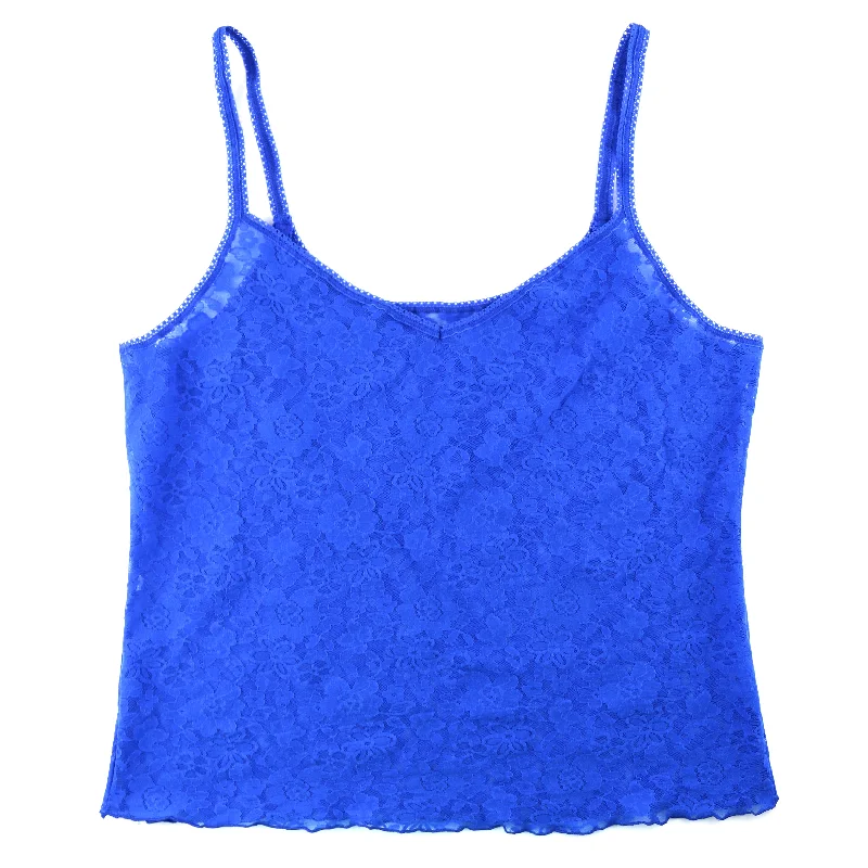 Women’s blouses for office attire -Plus Size Daily Lace Strappy Camisole | Bold Blue