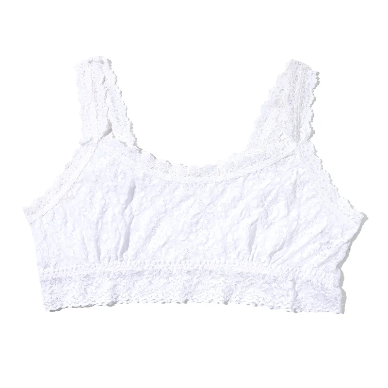 Women’s oversized sweater tops for cozy vibes -Plus Size Signature Lace Crop Cami | White