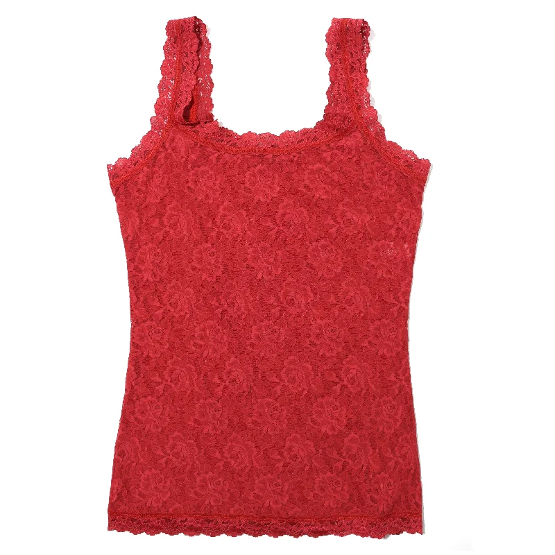 Women’s embroidered tops for detailed elegance -Signature Lace Unlined Camisole | Burnt Sienna (Red)