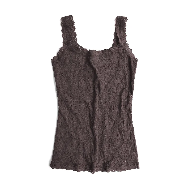 Women’s tie-front tops for added detail -Signature Lace Unlined Camisole | Chocolat Noir