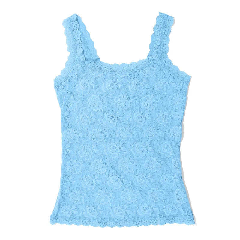 Women’s sheer sleeve tops for light coverage -Signature Lace Unlined Camisole | Partly Cloudy (Blue)