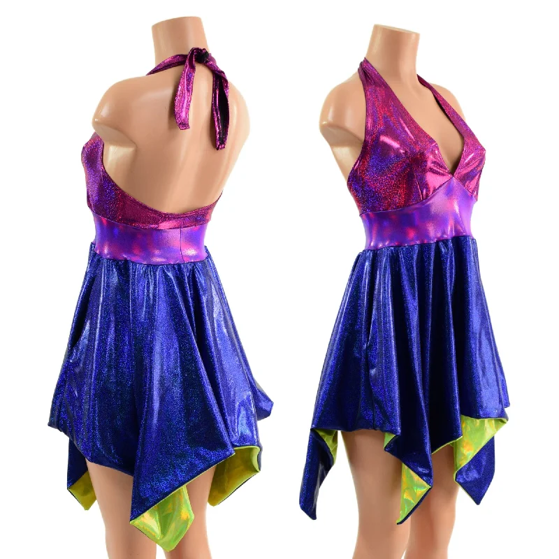 Women’s formal gowns for evening galas -Holographic Tink Halter Dress with POCKETS