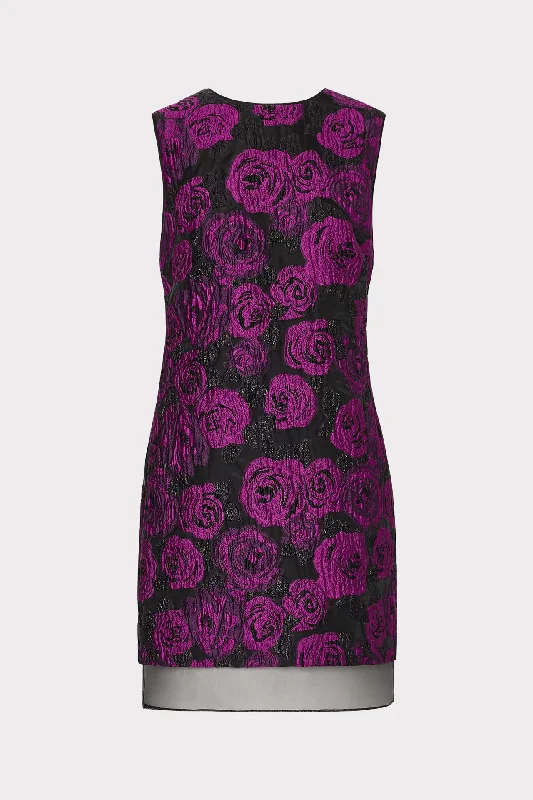 Women’s dress with pockets for practical fashion -Ilectra Rose Jacquard Shift Mini Dress