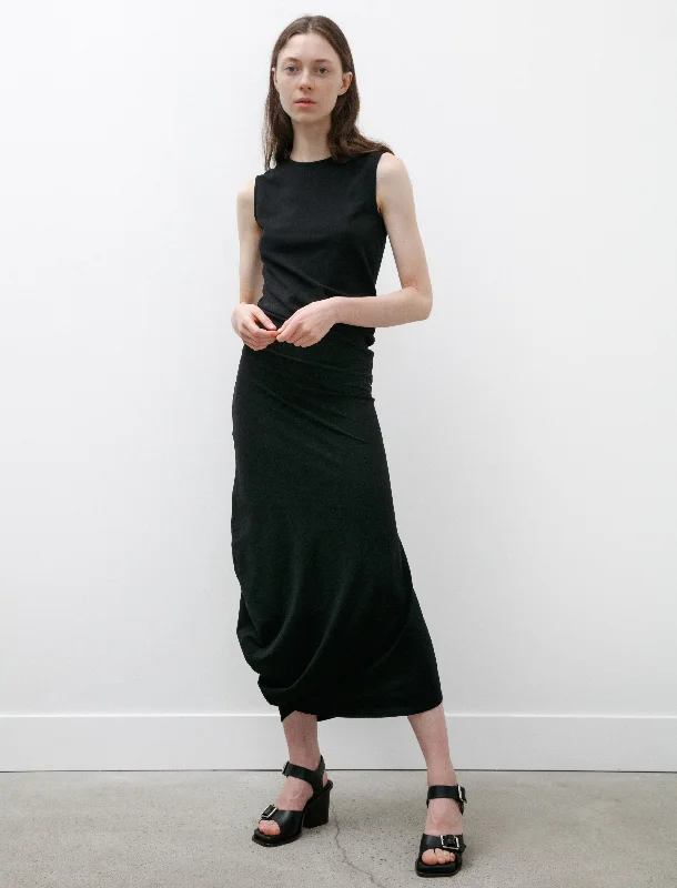 Women’s pleated maxi dresses for elegant vibe -Fitted Twisted Dress Black